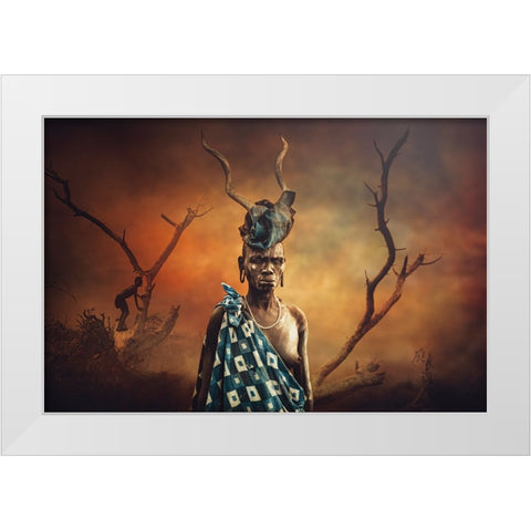 Woman Mursi Coloring White Modern Wood Framed Art Print by Yosifov, Svetlin