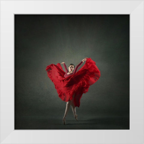 The Girl A Dance White Modern Wood Framed Art Print by Hasheminasab, Moein
