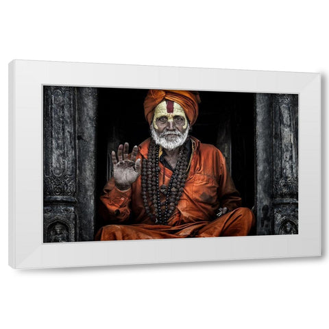 At The Pashupatinath Temple - Kathmandu White Modern Wood Framed Art Print by Inazio Kuesta, Joxe