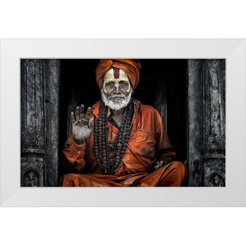 At The Pashupatinath Temple - Kathmandu White Modern Wood Framed Art Print by Inazio Kuesta, Joxe