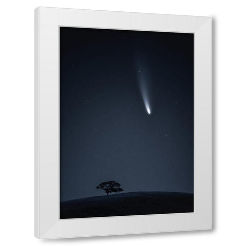 Visitor White Modern Wood Framed Art Print by Ning, Aidong