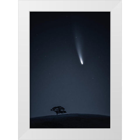 Visitor White Modern Wood Framed Art Print by Ning, Aidong