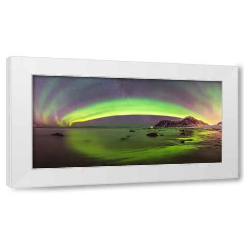 Green Tide White Modern Wood Framed Art Print by Smid Master, Jan