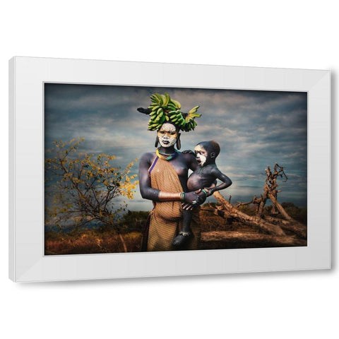 Banana Child White Modern Wood Framed Art Print by Yosifov, Svetlin