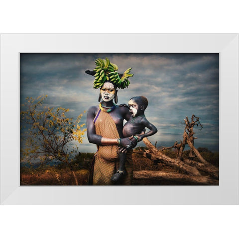 Banana Child White Modern Wood Framed Art Print by Yosifov, Svetlin
