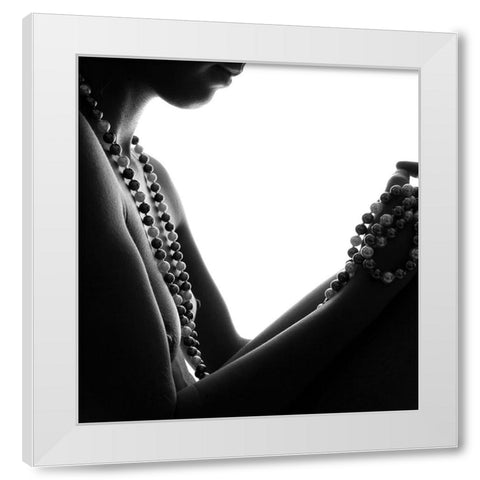 Necklace White Modern Wood Framed Art Print by bicibici