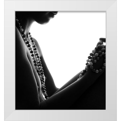 Necklace White Modern Wood Framed Art Print by bicibici