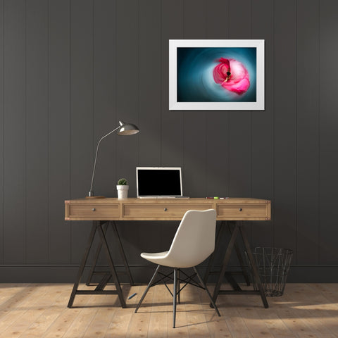 Pink Ballerina White Modern Wood Framed Art Print by Abu, Dekel