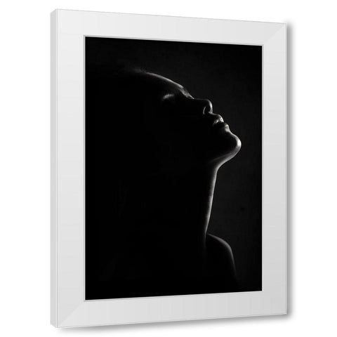 Chin Up White Modern Wood Framed Art Print by Sungkono, Heru