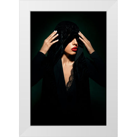 Covert II White Modern Wood Framed Art Print by Niksefat Zendehdel, Akram