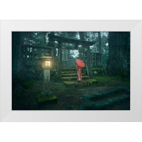 Okunoin Cemetery White Modern Wood Framed Art Print by De La, Javier