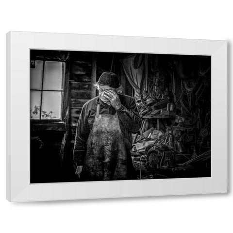 Headache White Modern Wood Framed Art Print by Ma, Frank