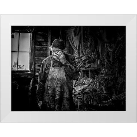 Headache White Modern Wood Framed Art Print by Ma, Frank