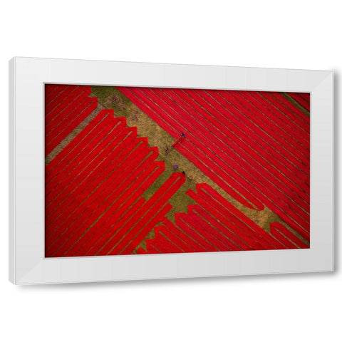 Red Cloths White Modern Wood Framed Art Print by Khan Ronnie, Azim