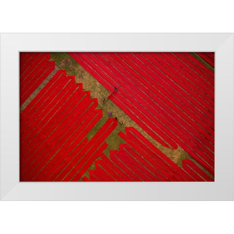 Red Cloths White Modern Wood Framed Art Print by Khan Ronnie, Azim