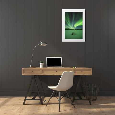 Branching Lights White Modern Wood Framed Art Print by Mikelborg, Niklas