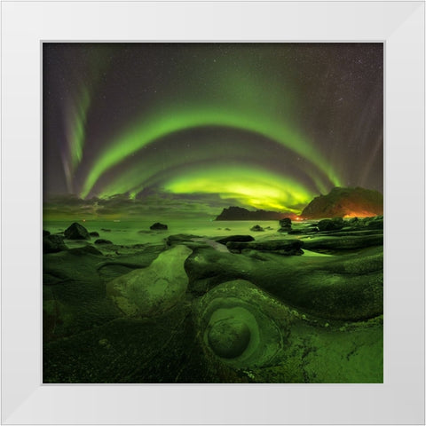Green Eye White Modern Wood Framed Art Print by Smid Master, Jan