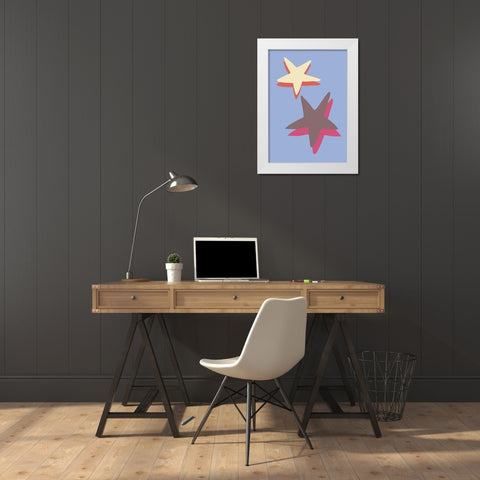 Blue Star White Modern Wood Framed Art Print by 1x Studio