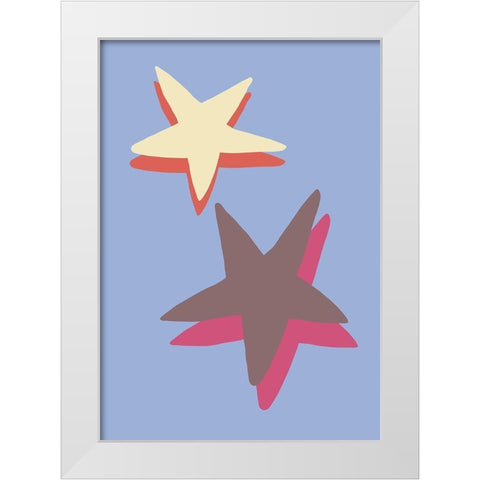 Blue Star White Modern Wood Framed Art Print by 1x Studio