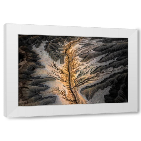 Magic Land -- An Aerial Abstract White Modern Wood Framed Art Print by Bian, James