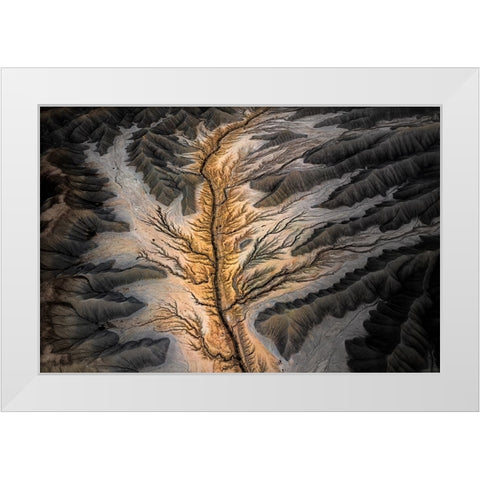 Magic Land -- An Aerial Abstract White Modern Wood Framed Art Print by Bian, James