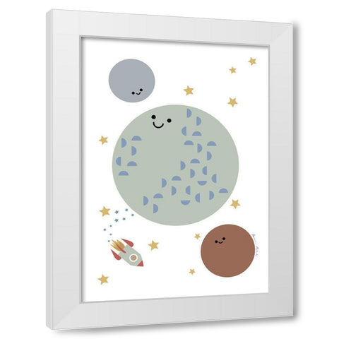 Solar Earth Moon White Modern Wood Framed Art Print by 1x Studio II