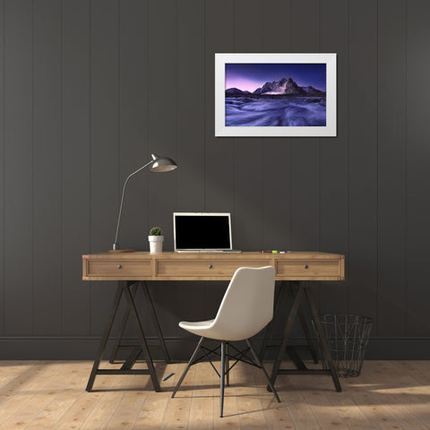 Blues Of Bogda Mountain White Modern Wood Framed Art Print by Hao, Damon