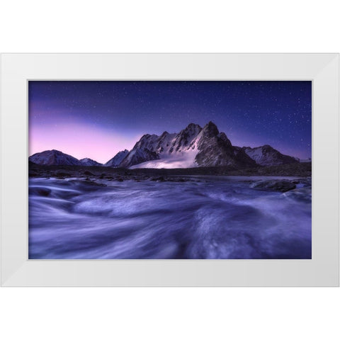 Blues Of Bogda Mountain White Modern Wood Framed Art Print by Hao, Damon