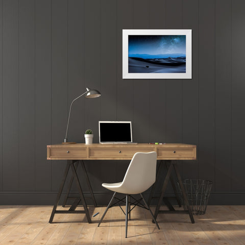 Desert Galaxy White Modern Wood Framed Art Print by Fotouhi, Mohammad