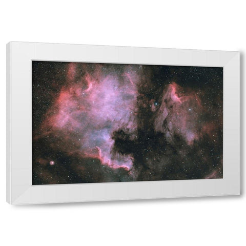 North America And Pelican In Cygnus White Modern Wood Framed Art Print by Astroberry, Sismo