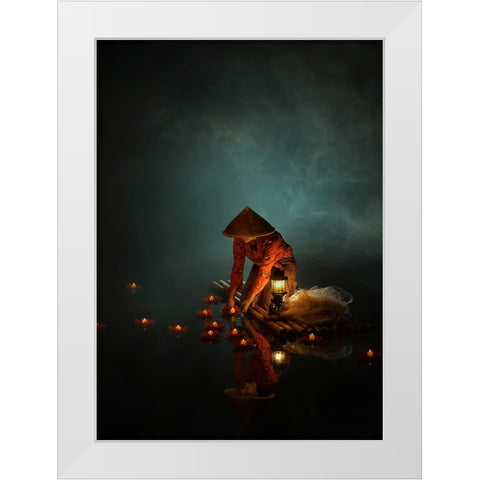 Candle Of Eternity White Modern Wood Framed Art Print by octavandy