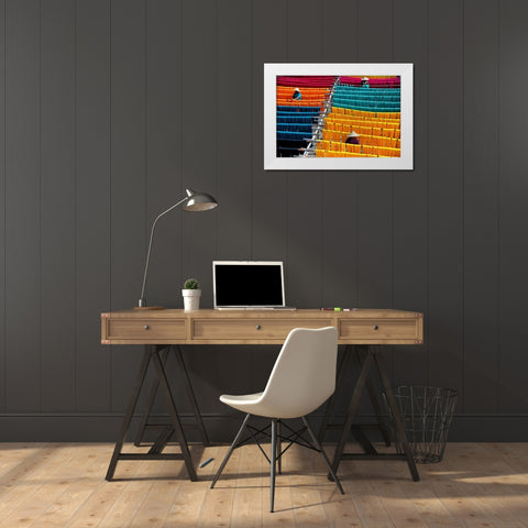 Thread drying White Modern Wood Framed Art Print by Nandi, Shaibal