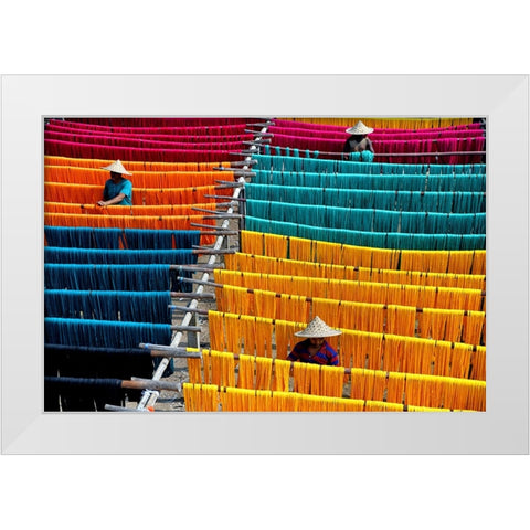 Thread drying White Modern Wood Framed Art Print by Nandi, Shaibal