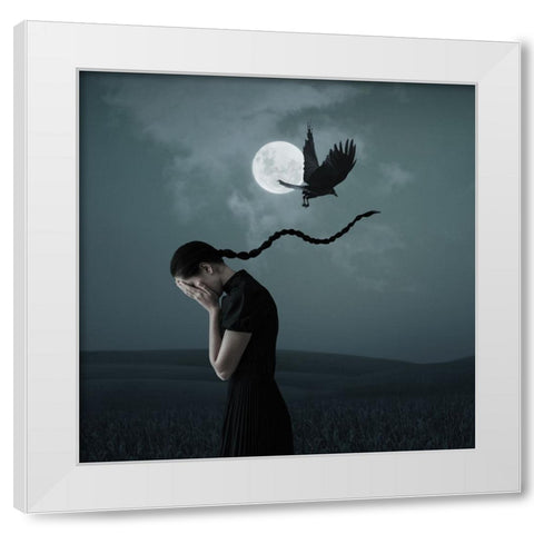 When I Miss You White Modern Wood Framed Art Print by Hardibudi