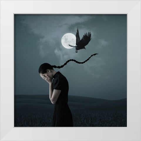 When I Miss You White Modern Wood Framed Art Print by Hardibudi