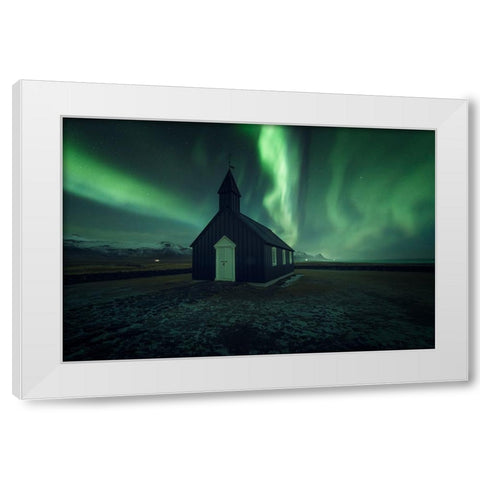 The black Church White Modern Wood Framed Art Print by Martin Castan, David