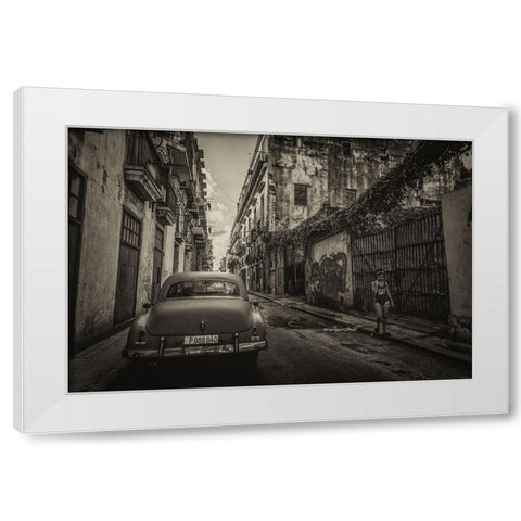 Habana street White Modern Wood Framed Art Print by Morishige, Koji