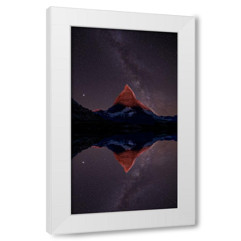 A mountain of stars White Modern Wood Framed Art Print by Victor, Baldea