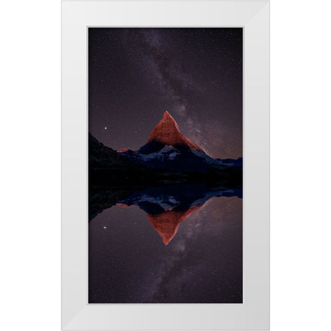 A mountain of stars White Modern Wood Framed Art Print by Victor, Baldea