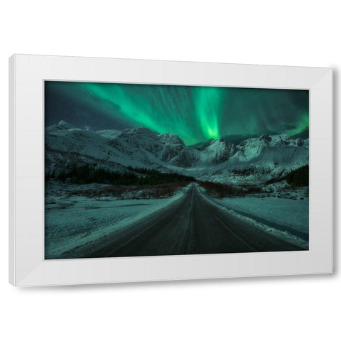 Green Lady White Modern Wood Framed Art Print by Gonzalez, Carlos