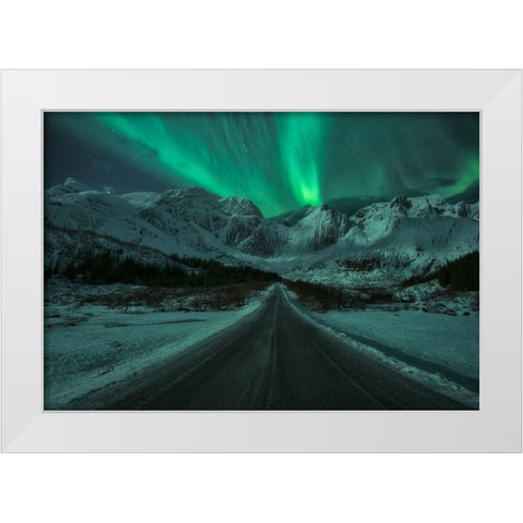 Green Lady White Modern Wood Framed Art Print by Gonzalez, Carlos