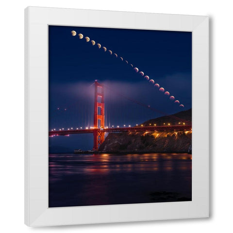 Super Moon Lunar Eclipse White Modern Wood Framed Art Print by Chengming