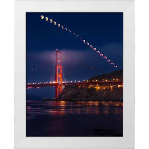 Super Moon Lunar Eclipse White Modern Wood Framed Art Print by Chengming