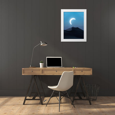 Fascinating view of the solar eclipse White Modern Wood Framed Art Print by Aldaie, Ahmed