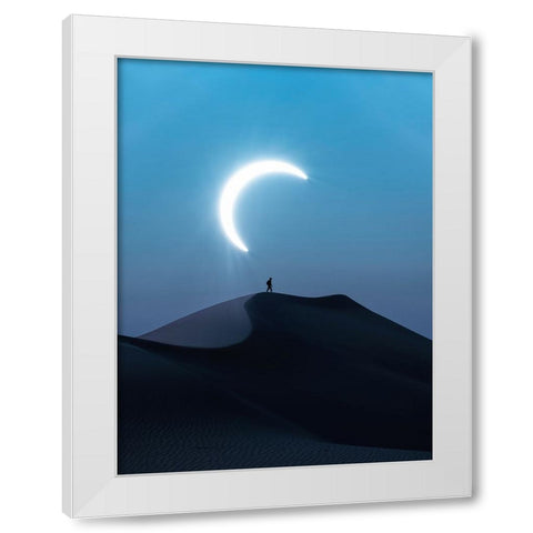 Fascinating view of the solar eclipse White Modern Wood Framed Art Print by Aldaie, Ahmed