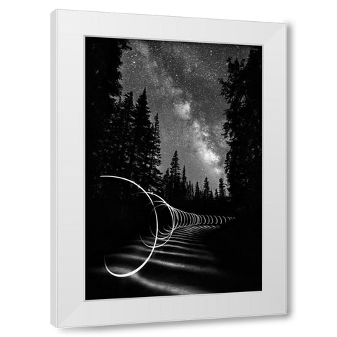 Light Painting Under The Milky Way White Modern Wood Framed Art Print by Shen, Yanyu