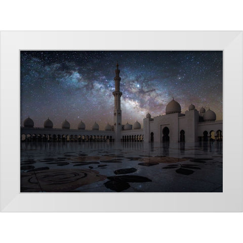 Sheikh Zayed Mosque White Modern Wood Framed Art Print by Habib, Ashraf
