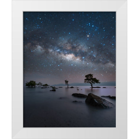 Chidiya Tapu White Modern Wood Framed Art Print by Chander, Vikas