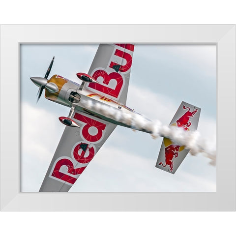 RedBull plane White Modern Wood Framed Art Print by Bondarenko, Alexander