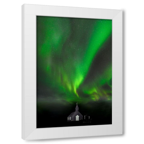 Celestial Dance White Modern Wood Framed Art Print by Oberai, Jassi